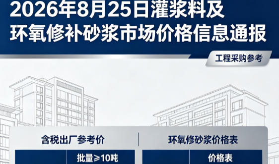 托克逊2026年8月25日灌浆料及环氧修补砂浆市场价格信息通报